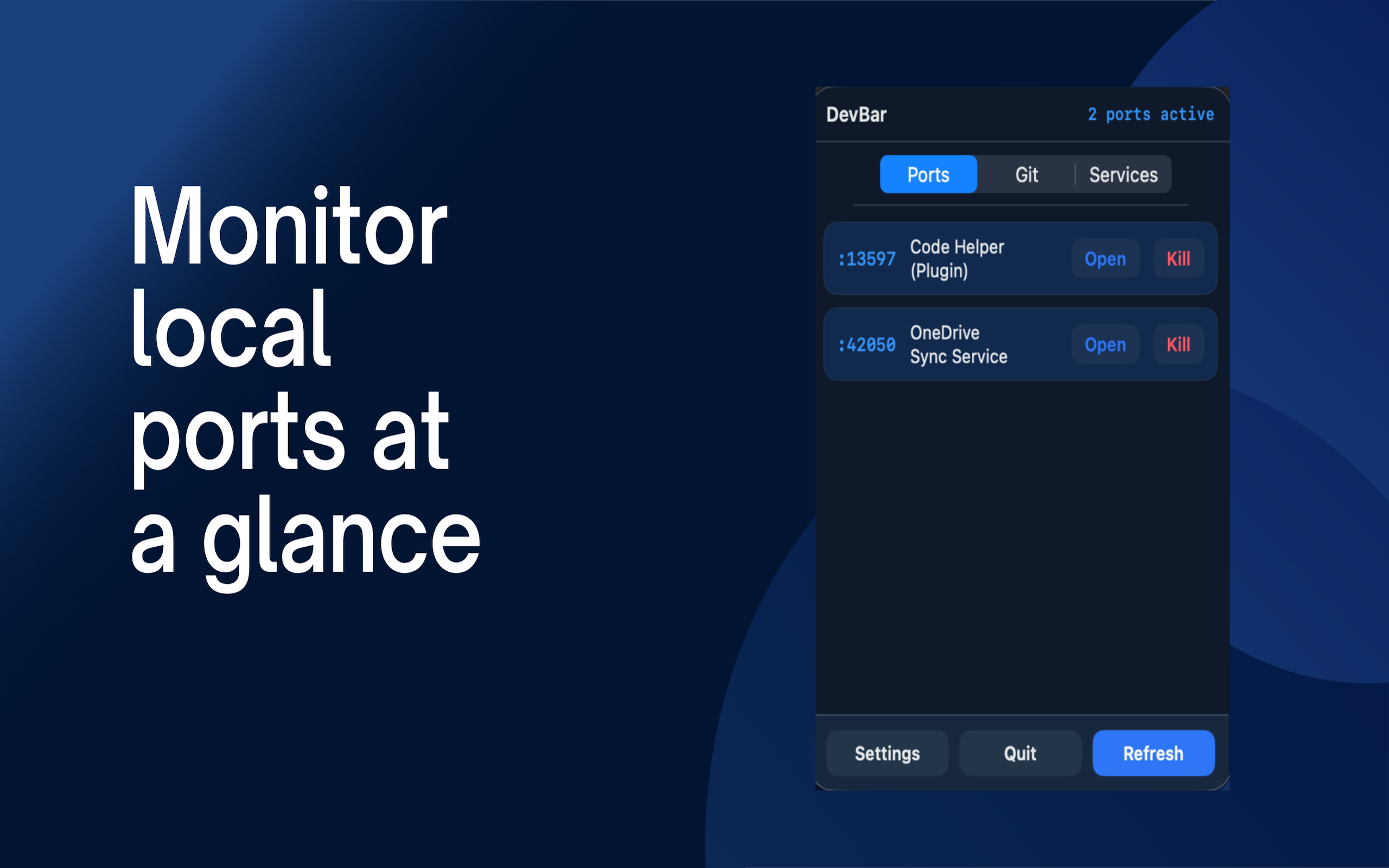 DevBar menu bar app