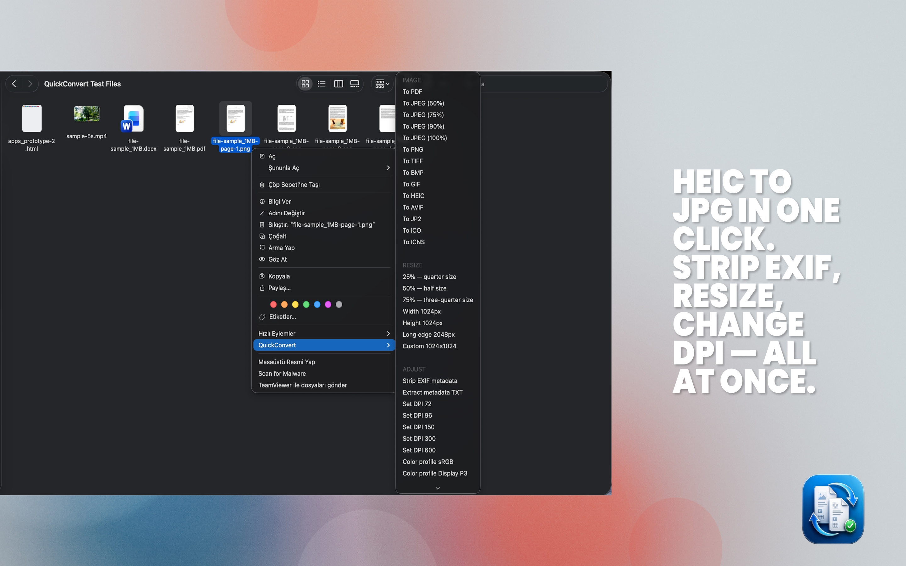 QuickConvert image conversion and resize options